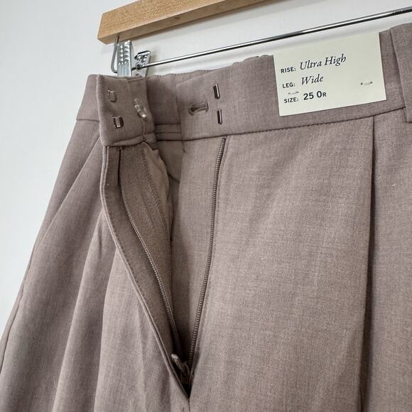 NWT Abercrombie & Fitch Ultra High Wide Leg Trousers Women's Size 25 / 0R Taupe - Picture 6 of 14